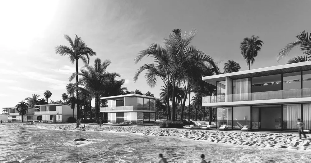 Residence among palm trees
