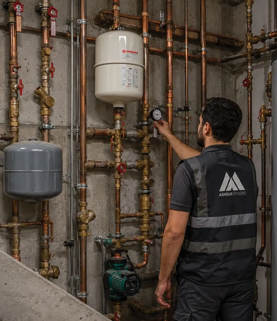 Engineer inspecting a plant room