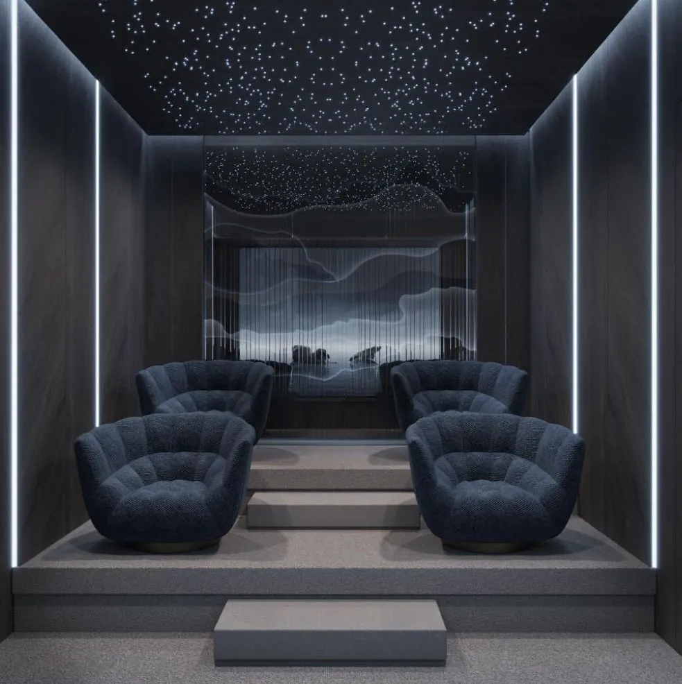 Home cinema with a starlit ceiling